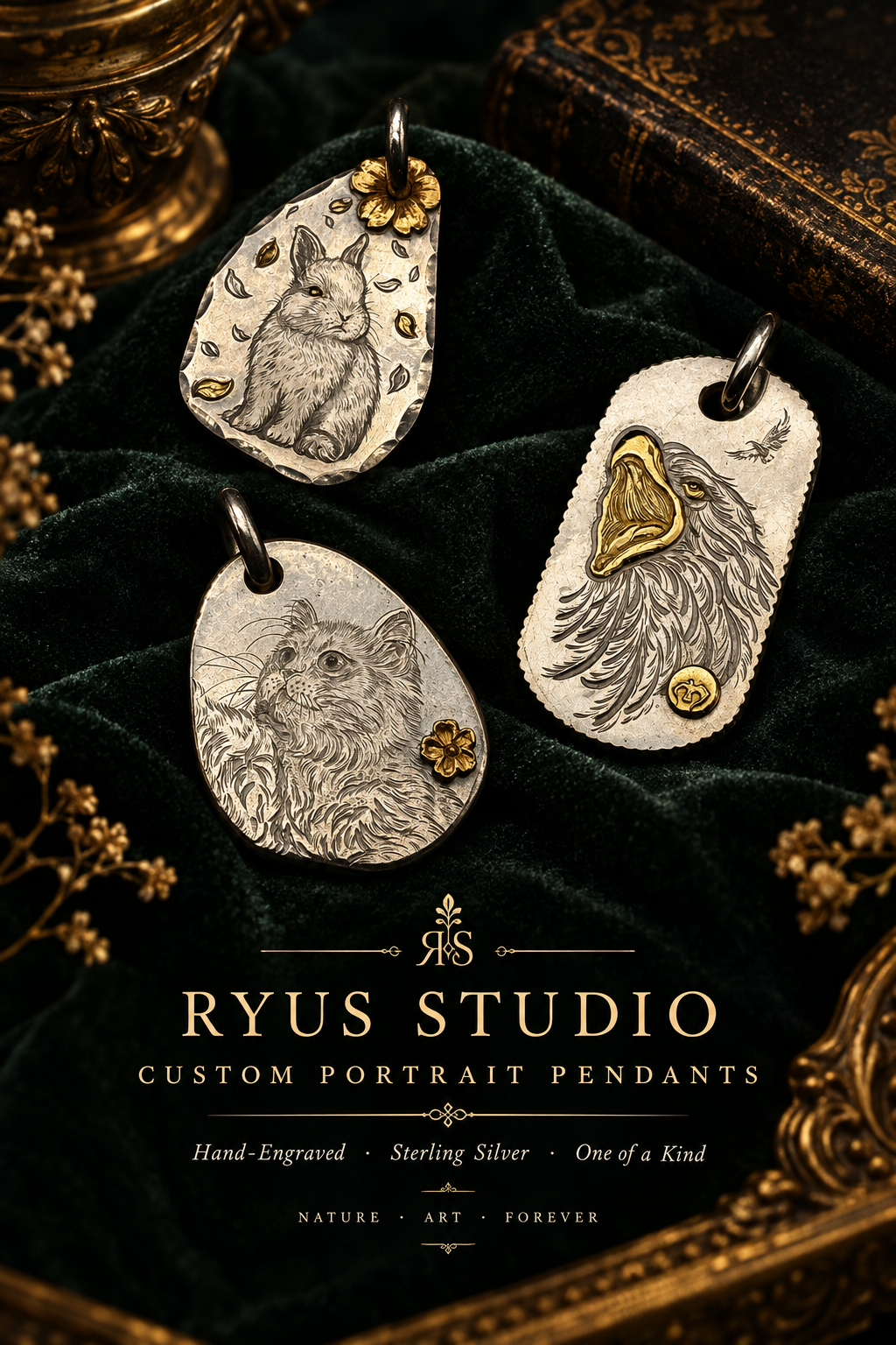 SilverRitual custom engraved pendant collection poster